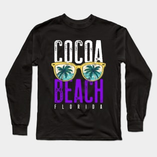 Cocoa Beach Florida Gifts Palm Trees Retro Souvenirs Cocoa Beach Florida Long Sleeve T-Shirt